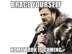 Picture, meme, brace yourselves, homework is coming